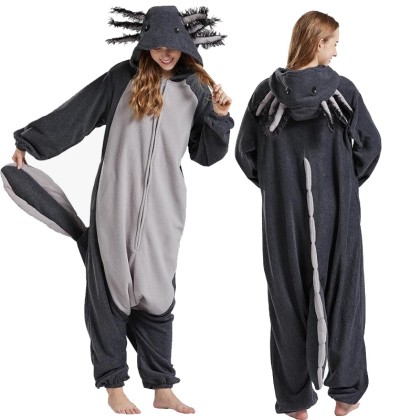 New Black Axolotl Onesie Kigurumi For Halloween Adults Unisex Costumes