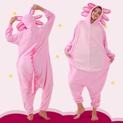 New Pink Axolotl Onesie Kigurumi For Halloween Adults Costumes