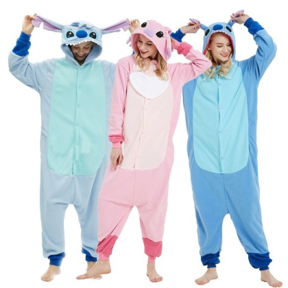 New Stitch & Angle Onesie Kugurumi Pajamas For Halloween Adults Couple Costumes