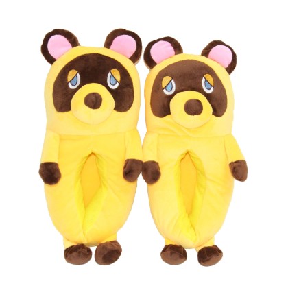 Cartoon Raccoon Couple Plush Stuffed Leisure Warm Slippers Shoes
