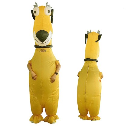 Funny Inflatable Yellow Dog Costume Blow Up Halloween Cosplay Suit