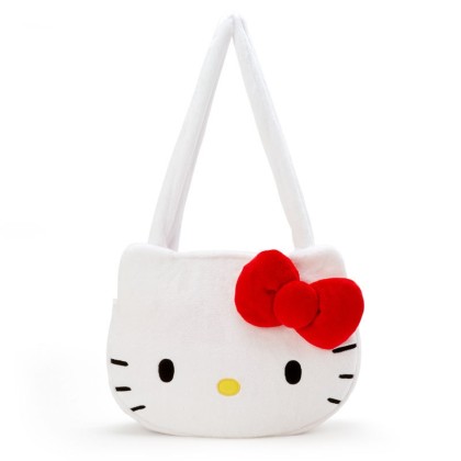 White KT Cat Plush Stuffed Cartoon Animal Large Capacity Shoulder Bag