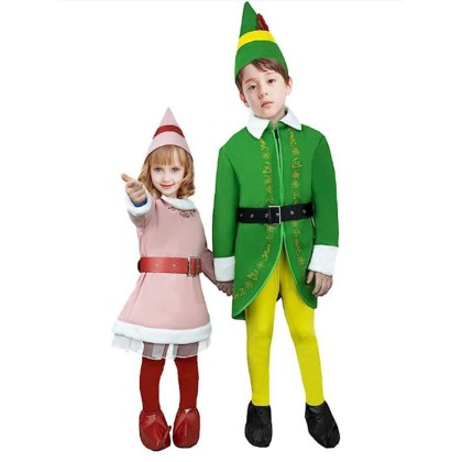Kids Buddy The Elf & Jovie Elf Cosplay Christmas Costumes