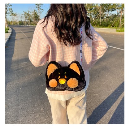 Cartoon Cute Doll New Blusher Cat Plush Cross-Body Bag