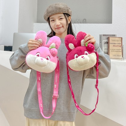 Cute Strawberry Bunny Plush Cartoon Animal Cross-Body Bag