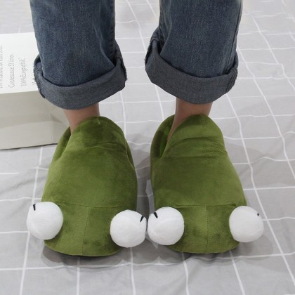 Funny Big Eye Frog Plush Stuffed Indoor Couple Home Slippers Shoes