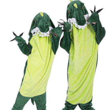 Adults Green Onesie Cozy Flannel Wearable Dinosaur Sleeping Bag Blanket