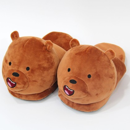 Brown Bear Indoor Plush Stuffed Leisure Slippers