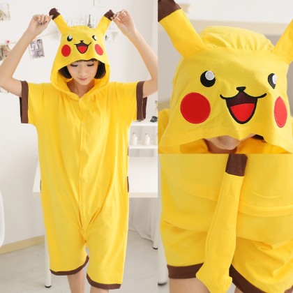 Pikachu Pajamas Animal Summer Onesie Short Sleeve Kigurumi For Couples