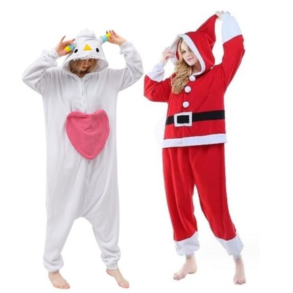 Santa Claus &Yeti Elf Onesie Pajamas Christmas Party Costume For Group