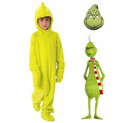 The Grinch Christmas Cosplay Onesie Kugurumi Halloween & Christmas Pajamas For Kids