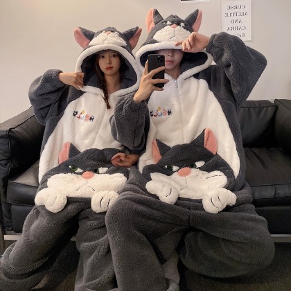 Lovely Cat Onesie Christmas Kigurumi Matching Pajamas For Couples