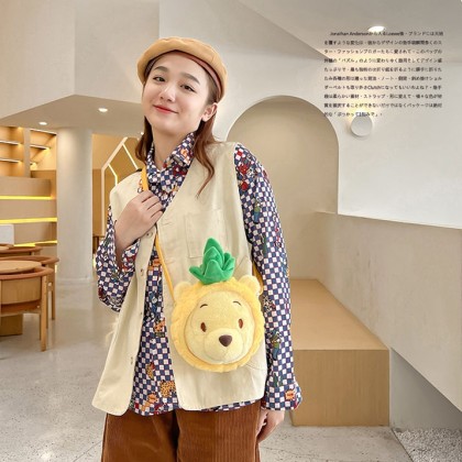 Sweet Cute Pineapple Bear Doll Cartoon Plush Cross-Body Bag