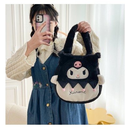 Girly Heart Black Kuromi Cute Cartoon Plush Underarm Bag Handbag
