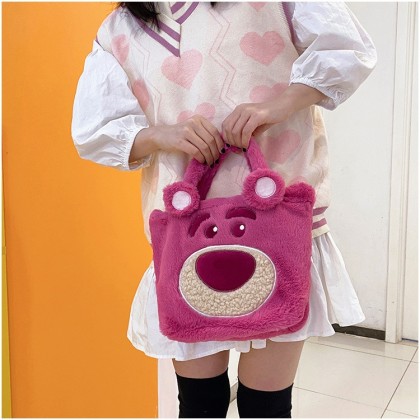 Cute Little Lotso Bear Soft Cartoon Large Capacity Furry Handbag