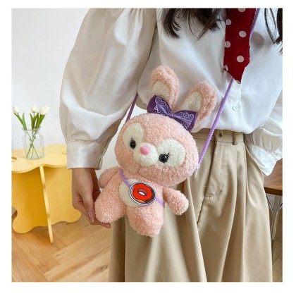 Pink Bunny Cute Animal Plush Toy Cross-Body Bag