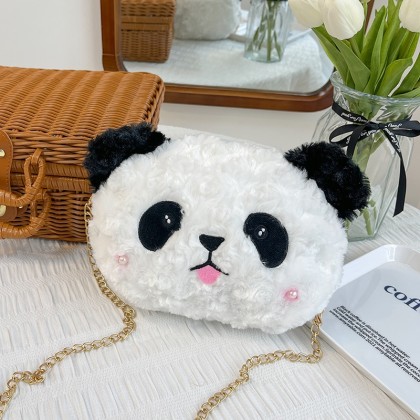 Soft Cute Panda Sweet  Animal Cartoon Plush Chain Cross-Body Bag