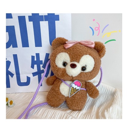 Brown Bear Cute Animal Plush Toy Cross-Body Bag