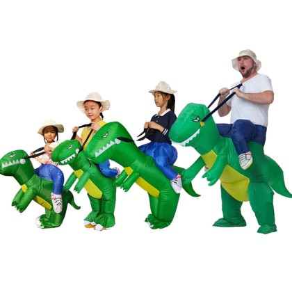 Inflatable Dinosaur Rider Costume Blow Up Halloween Party Costumes For Baby Kids & Adult