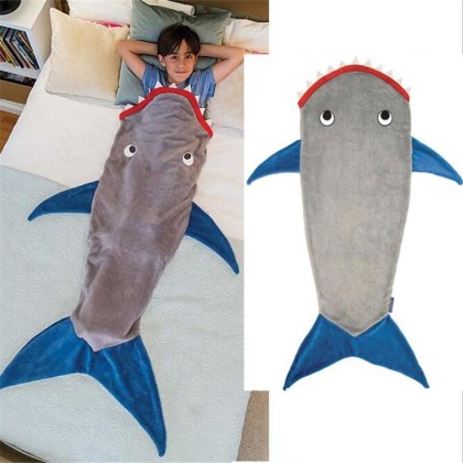 Kids Soft Flannel Shark Blanket Cozy Sleeping Bags