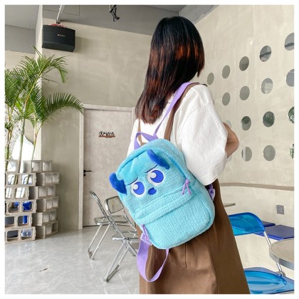 Blue Cute Sullivan Cartoon Large Capacity Plush Backpack For Teens and Kids