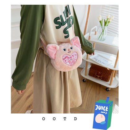 Pink Fox Linabell Cute Cartoon Plush Cross-Body Bag