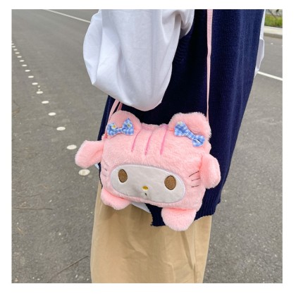 Sanrio Sweet Soft Cute Plush Pink My Melody Cross-Body Bag For Kids and Teens