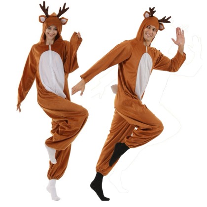 Brown Elk Onesie Pajamas Matching Couples Christmas Kigurumi