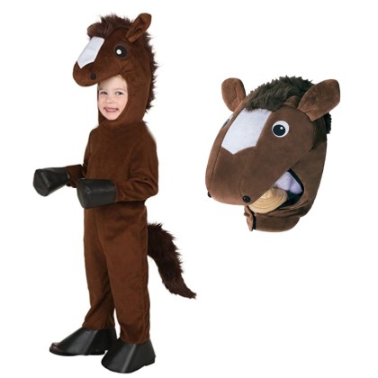 Brown Horse Kigurumi Pajama Halloween Animal Cosplay Onesie For Kids