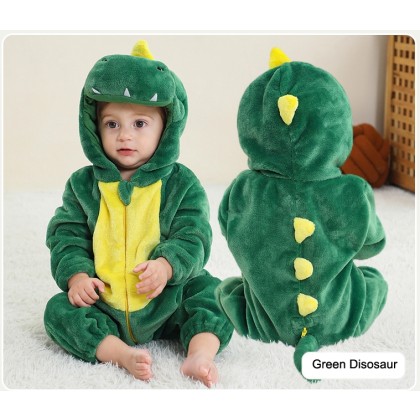 Infant Halloween Costume Green Dinosaur Onesie Unisex Romper Outfit For Baby