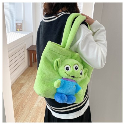 Cute Green Alien Funny Cute Cartoon Plush Shoulder Handbag