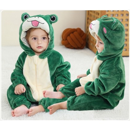  Cute Frog Romper Baby Flannel Animal Kigurumi Halloween Toddler Costumes 