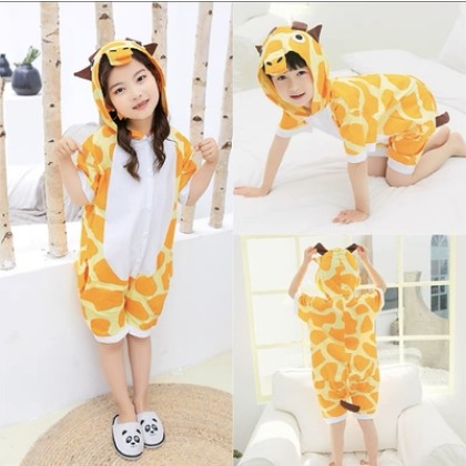 Giraffe Cartoon Hoodie Summer Onesie Pajamas Kigurumi For Kids