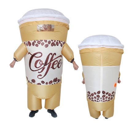 Funny Inflatable Coffee Costume Blow Up Halloween Cosplay Outfit