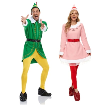 Buddy The Elf & Jovie Elf Cosplay Christmas Cosplay Costume For Adults