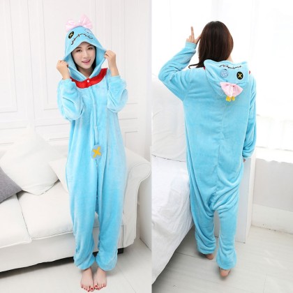 Blue Lilo & Stitch Kigurumi Onesie Pajamas Cartoon Costume For Adult