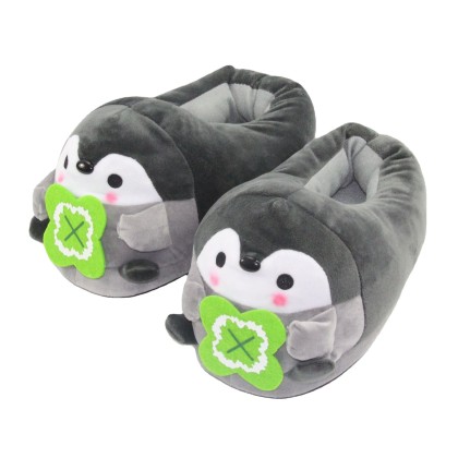 Green Leaf QQ Penguin Plush Stuffed Indoor Leisure Slippers Shoes
