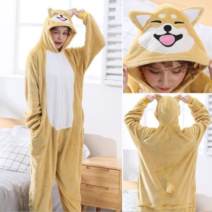 Shiba Inu Doge Kigurumi Onesie Cartoon Animal Pajama Cosplay Costume