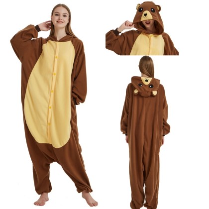 Brown Bear Kigurumi Onesie Animal Pajama Costume For Unisex Adult 