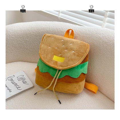 Cute Burger Travel Parent-Child Plush Backpack