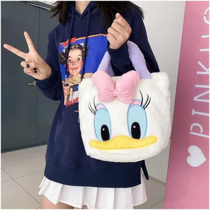 Daisy Duck Cute Soft Cartoon Large Capacity Furry Handbag
