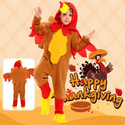 Thanksgiving Turkey Kigurumi Halloween Animal Cosplay Onesie Costumes For Kids