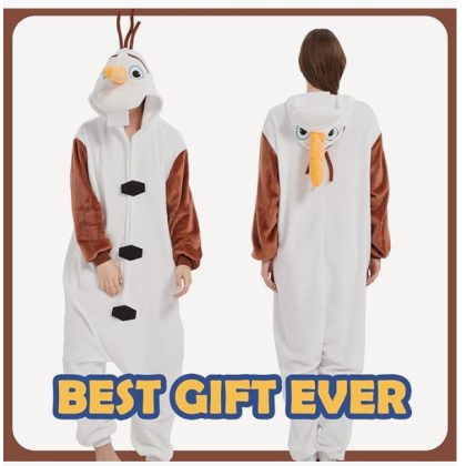 Cartoon Olaf Onesie Kigurumi For Adults Halloween Costumes Zip Up