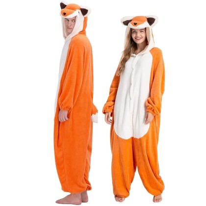 Orange Fox Onesies Kigurumi Pajama For Halloween Couples Animal Costumes