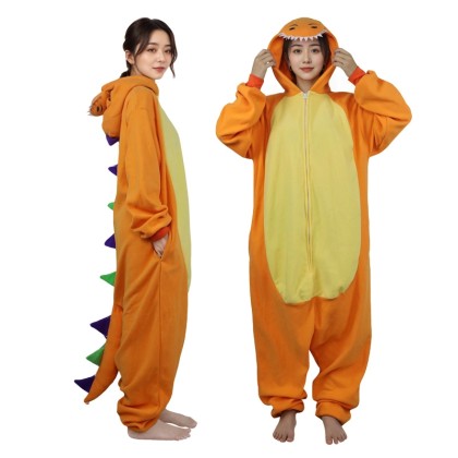 Orange Multi-Colored Dinosaur Onesies Kigurumi For Halloween Adults Costumes