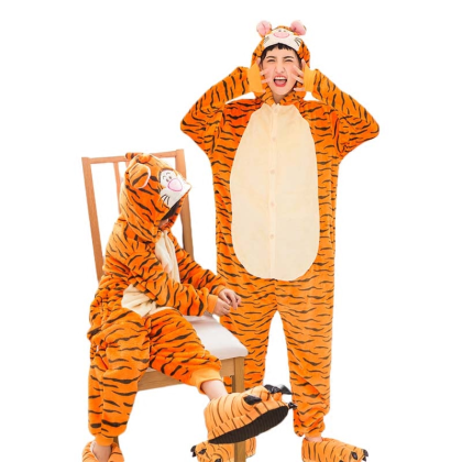 Orange Tigger Onesie Pajamas Kigurumi For Family Matching Halloween Costumes