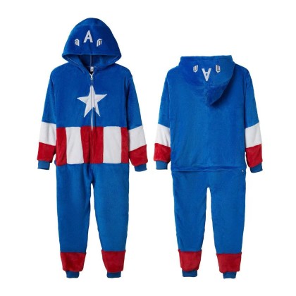Hallloween Parent-Child Captain America Onesie Kigurumi Pajama Costumes