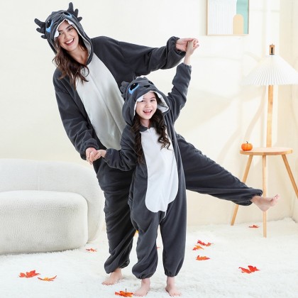Cartoon Animal Black Dragon Onesie Kigurumi Pajamas For Adult & Kids
