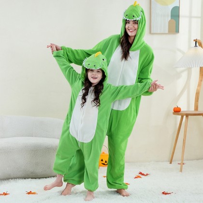 Cartoon Animal Green Dinosaur Onesie Kigurumi Pajamas For Adult & Kids