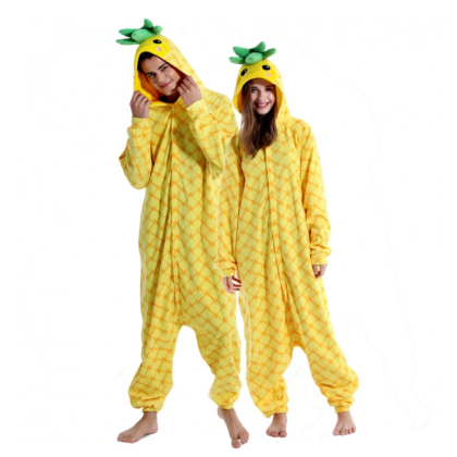 Pineapple Onesie Kigurumi For Adult Halloween Couples Costumes 